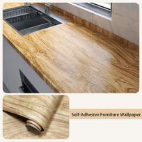 Pasidaryk pats lipni baldų vinilinė plėvelė medžio rašto virtuvės stalviršio renovacijos lipdukas aukštai temperatūrai atsparus nepralaidus vandeniui tapetų rulonas 40cm* 1m beige