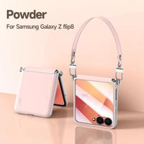 Samsung Galaxy Z Flip 8 7 6 5 Magsafe Dėmėms atsparus dėklas Madingas ir elegantiškas riešo dirželis Odinis dėklas Atsparus smūgiams Galaxy Z Flip8 rožinė