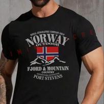 Norway Flag Fjord Mountain Motorbike Fashion T-shirt Casual Summer Comfortable Short Sleeve Tops XS gray