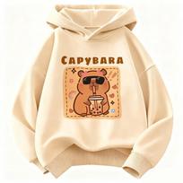 Juokinga kapibara gerianti sultis Vaikams Hoodie Megztinis su gobtuvu Mielas Hoody berniukams mergaitėms Ruduo Pavasaris Laisvalaikio Hoodie 140 chaki