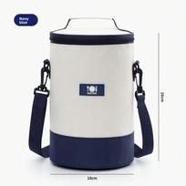 Round lunch box bag, portable thermal insulation bag, thickened thermal insulation bag, office worker bento bag, outdoor fresh-keeping lunch bag.