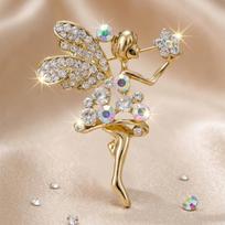 Shining Fairy Ballet Dance Girl Brooch - Sophisticated Luxury Little Fairy Pin Little Fairy beige