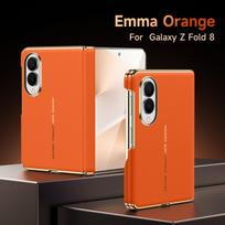 Samsung Galaxy Z Fold 8 plačiam dėklui prabangi matinė odinė, odai draugiška, itin plona, magnetinė, belaidžio įkrovimo, smūgiams atspari apsauga no front cover&Galaxy Z Fold 8 Wide oranžinė