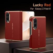 Samsung Galaxy Z Fold 8 plačiam dėklui prabangi matinė odinė, odai draugiška, itin plona, magnetinė, belaidžio įkrovimo, smūgiams atspari apsauga no front cover&Galaxy Z Fold 8 Wide raudona