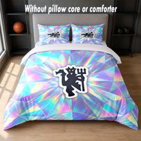 Manchester United Dizaino Lovos Patalynės Komplektas 1 Antklodės Užvalkalas + 2 Pagalvių Užvalkalai Minkšti Kvėpuojantys Namų Ūkio Lovos Lino Gaminiai 135cm*200cm white