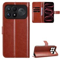 Apverčiamas dėklas, suderinamas su Xiaomi Poco F9 Ultra, PU odos telefono dėklas, viso korpuso apsauga su [RFID blokavimu] for Xiaomi Poco F9 Ultra ruda