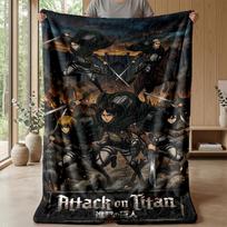 Attack on Titan Cozy Flannel Blanket, Comfortable Warm Throw Blanket for Bedroom Sofa Home Use 80cmx120cm