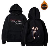 Vampyrų dienoraščiai Harajuku Spausdinti gobtuvai Šaunus logotipas Laisvas megztinis Gatvės mada Ilgomis rankovėmis džemperis 2XL black