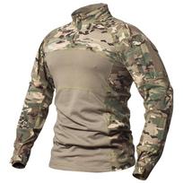 Kamufliažiniai kovos marškinėliai vyriški medvilniniai ilgomis rankovėmis Camo kariški marškinėliai Stretch dažasvydžio multicam uniforma XXXL padangės mėlyna