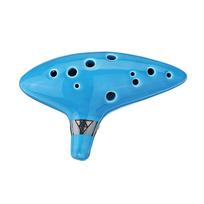 12 skylių Alto C Zelda Ocarina keraminis laivo fleita pučiamasis muzikos instrumentas su muzikos knygos virvele mėlyna