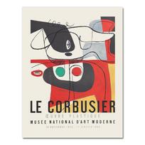 Prancūzų Le Corbusier parodos plakatas Vintažinis „Que Sur Terre“ spaudinys, modernus vidurio amžiaus abstrakčios drobės tapybos dekoras be rėmelio 60*100cm
