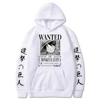 „Attack on Titan One Piece Luffy Hoodie“ Vyriški mados „Home“ vilnoniai gobtuvai Japoniški anime marginti vyriški gatvės drabužiai, dideli drabužiai M white
