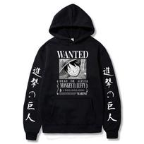 „Attack on Titan One Piece Luffy Hoodie“ Vyriški mados „Home“ vilnoniai gobtuvai Japoniški anime marginti vyriški gatvės drabužiai, dideli drabužiai M gray