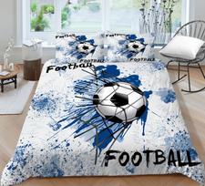 3D futbolo patalynės komplektas, pilno dydžio, sportinis futbolo pledas, mikropluošto audinys su užtrauktuku, skalbiamas, minkštas, namų dekoravimas UK Single 135x200cm