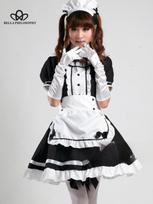 Lolita juodai balta tarnaitės suknelė, miela moteriška Kawaii suknelė, vaidmenų žaidimo kostiumas, Helovino vakarėlis Cosplay drabužiai trumpomis rankovėmis S juoda