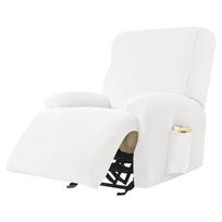 Aksominis sofos užvalkalas Elastingas fotelio kėdės užvalkalas Lazy Boy Relax Atlošiamas sofos sėdynės užvalkalas svetainei 1/2/3/4 sėdynės 1 Seater balta