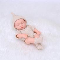 Mini 19 cm mieganti silikoninė lėlė viso kūno silikoninė vonios lėlė, gyva lėlė. 19cm beige