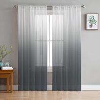 Mėlynos spalvos gradiento užuolaidos tiulis svetainei miegamajame Virtuvės langų apdaila Dekoracijos Užuolaidos W135 x H114cm gray