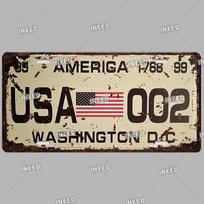 Amerikos Valstijų metaliniai skardos ženklai Vintažinis plakatas Kalifornija Florida Naujasis Džersis Teksasas Havajai Metalinės lėkštės Pub Club Bar Sienų dekoras 30x15cm beige