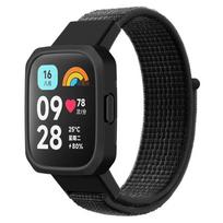 Nailono kilpa apyrankė + dėklas, skirtas Redmi Watch 3/2/1 Lite Smart Watch apyrankės pakaitinis dirželis, skirtas Redmi Watch 1/2/Mi Watch Lite apyrankės dangtelis Redmi watch 1 2 juoda