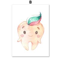 Tooth Fairy Teeth Brush Toothpaste Nursery Wall Art Print Canvas Painting Nordic Poster Wall Pictures Baby Girl Bathroom Decor 21x30cm No Framed