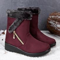 Atsparūs vandeniui Žieminiai Sniego Batai 2024 Nauji Dirbtinio Kailio Ilgi Platforminiai Šilti Plisuoti Medvilniniai Porų Batai Plisuoti Moteriški Ankle Boots 38 raudona