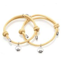 Apyrankės moterims su pakabukais, draugystės virvelė, pintos, atstumo, porų, magnetinė apyrankė, įsimylėjėlių papuošalai Adjustable size beige