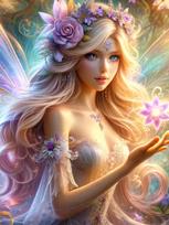 Cute Elf Girl Diamond Painting Set Flower Fairy Flower Cross Embroidery Handmade Mosaic DIY Designer Home Decor Gift Renovation Full Round 30x40CM