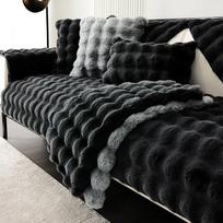 Žieminis storas sofos rankšluostis, vienspalvis triušio pliušinis sofos pagalvėlės kampinis minkštas užvalkalas gyvenamajam kambariui Nordic Decor sofos užvalkalas 70x70cm 1pcs juoda