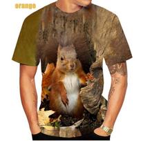Nauji 3D spausdinimo voverės marškinėliai Animal Funny Squirrel 3D marškinėliai Unisex Summer Fashion Animal Squirrel Printing Marškinėliai 2XL brown