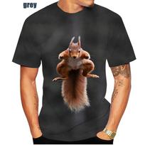 Nauji 3D spausdinimo voverės marškinėliai Animal Funny Squirrel 3D marškinėliai Unisex Summer Fashion Animal Squirrel Printing Marškinėliai L black
