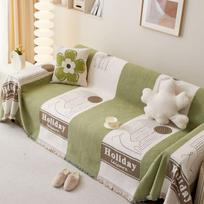 Linijinės sofos užvalkalas rankšluostis Vintažinio audinio sofa Keturių sezonų sofos pagalvėlė Spalvų blokas Pilnas užvalkalas Rankšluostis pledas 180x130 beige