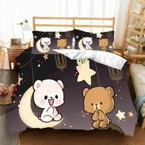 Kawaii Bubu ir Dudu 3D spausdinimo anime patalynės komplektas Antklodės užvalkalas Antklodė Lova Vienvietė Twin Pilna King Queen Dydžio Patalynės Komplektas Vaikams 180X210cm-3pcs
