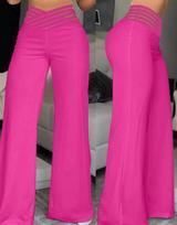 2026 European & American Women's High Waist Hollow Belt Flared Trousers - Chic & Casual Wide Leg Design XXXL rožinė raudona spalva