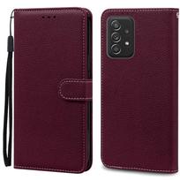 A52 A52S dėklas Samsung Galaxy A52 dėklas Odinis piniginės tipo atverčiamas dėklas Samsung Galaxy A52s dėklas 5G Apsauginis dangtelis Fundas Samsung A52S 5G vyno raudonos spalvos