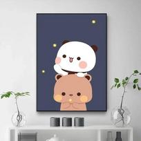 Bubu ir Dudu Anime drobės plakatas Mielas svetainės sienos meno spaudinys Namų dekoras Tapyba miegamajam ir biurui Moderni estetika W 40cm×50cm NoFrame