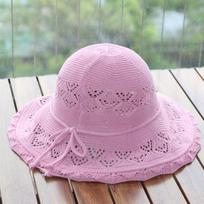 Vasaros moteriška šiaudinė skrybėlė Vasaros plačiabrylė, sulankstoma, Korėjietiška versija, Skirta saugoti nuo saulės, Atostogų, Universalus one size pink