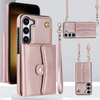 Rankinis dirželis, crossbody telefono dėklas Samsung Galaxy S24 FE S25 Ultra S23 S22 S21 Plus A16 A15 A35 A55 A14 A54 A53 piniginė, kortelių H Galaxy S22 Plus gray