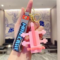 Žaidimo Minecraft raktų pakabukas, kūrybiškas animacinis pakabukas, žaidimo atributika, mažas dovanų elementas pink