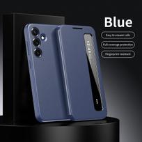 Odinis dėklas Samsung Galaxy A16 A17 A36 A55 A56 5G su veidrodėliu, Smart View langeliu, S-View dėklai, Atverčiamas telefono dėklas, Telefono apsaugos Samsung A16 mėlyna