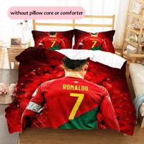 Cristiano Ronaldo rašto patalynės antklodės komplektas Namų dekoravimas Dovana (1 * antklodės užvalkalas + 2 * pagalvės užvalkalai be šerdies) 140x200cm