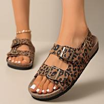 Moteriškos plataus dydžio leopardinio rašto Birkenstock sandalai, vientisos spalvos platforminiai sandalai su sagtimi, didmeninė prekyba vasarinėmis šlepetėmis moterims 41 geltona