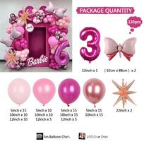 Rožinė Barbie serija Lankas 32 colių Rožinė Gimtadienio Tema Mergaitė Valentino Diena Interjero Dekoravimo Rinkinys Set 3 pink