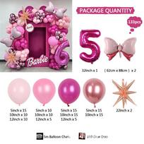 Rožinė Barbie serija Lankas 32 colių Rožinė Gimtadienio Tema Mergaitė Valentino Diena Interjero Dekoravimo Rinkinys set 5