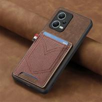 Vertikalus kortelių laikiklis Odinė piniginės dėklas skirtas Xiaomi Redmi Note 12 Pro Plus 11 10 13 X4 X3 X5 POCO Retro džinsinis kortelių laikiklis Dangtelis For xiaomi 12pro tamsiai ruda spalva