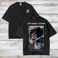 Attack on Titan Eren Yeager  Chase  Manga Paveikslėlis Vintažiniai Skalbti Dydžio Peraugę Marškinėliai | Unisex Anime Streetwear Marškinėliai M