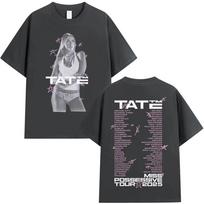 2026 Tate McRae Miss Possessive Turo Marškinėliai Vyriški Moteriški Harajuku Apvalia Kaklo Trumpomis Rankovėmis Medvilniniai Laisvalaikio Marškinėliai Streetwear M mėlyna