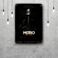 Metro 2033 Metaliniai ženklai sienų dekoras Vintažiniai skardos ženklai Kapitono metalinis plakatas Dekoracija barui, užeigai, klubui Sienų dekoracija 20x30cm（7.8x11.8inch） gray