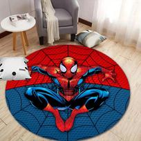 1 vnt. Marvel Žmogus-voras apvalus kilimas - Neslystantis, skalbiamas mašinoje poliesterio kilimas svetainei ir miegamojo dekoravimui 100cm red