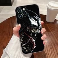 Venom galva Marvel skaidrus telefono dėklas iPhone 17 Pro Max 17E 11 12 13 14 15 16 Pro Max 15 Plus 17 Air 16E 7 XS minkštas dėklas iPhone 12 Pro Max